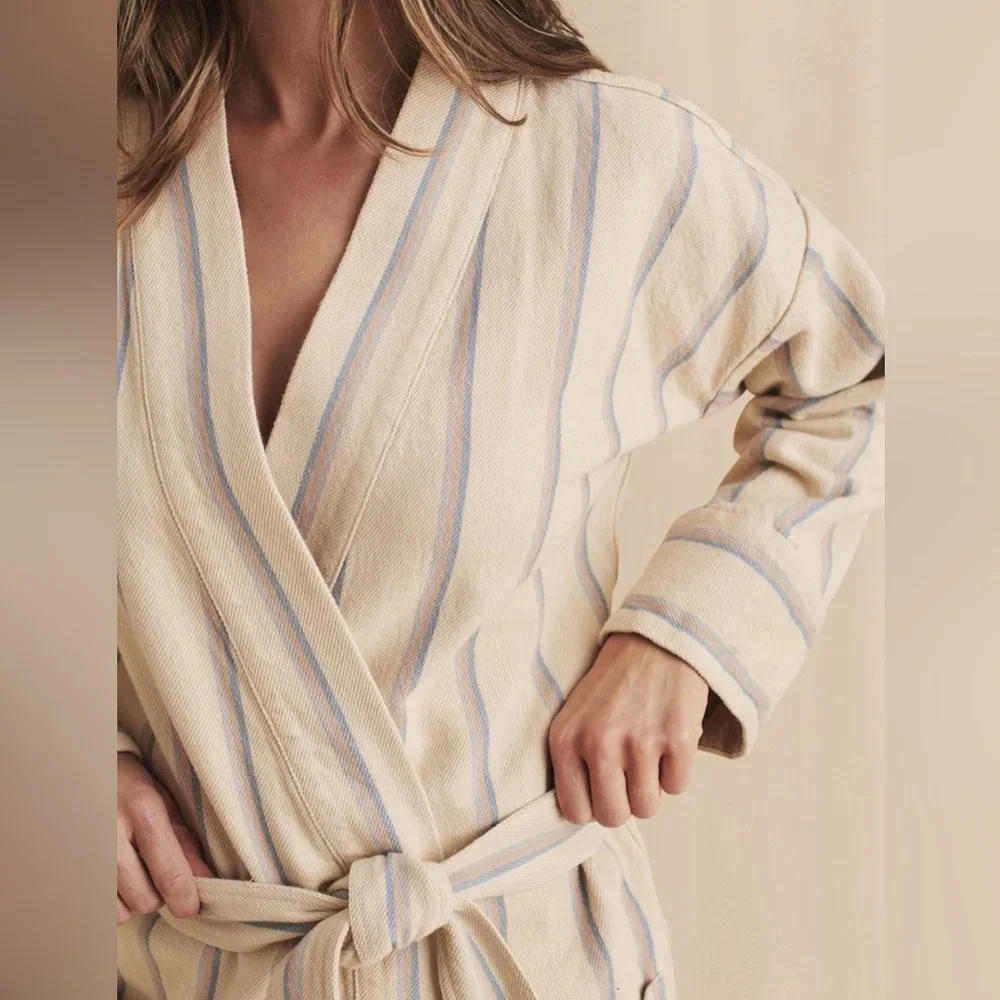 Faherty • Palm Springs Robe in Cayucos Stripe Linen Blend Size L • NWT - Picture 4 of 5